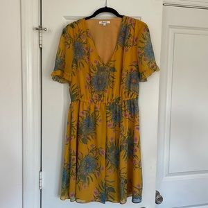 Madewell Sweetgrass Ruffle Sleeve Dress in Painted Blooms